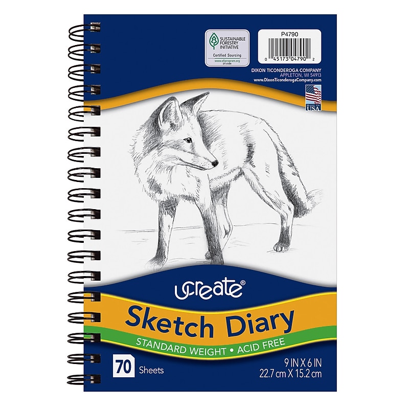 Pacon Art 1st Sketch Diary, 9" x 6", White, 70 Sheets/Pad (4790) image 1