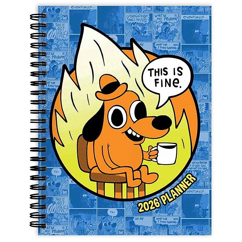 2026 TF Publishing This is Fine 6.5" x 8" Calendar Year Weekly & Monthly Planner, Paperboard Cover, Multicolored (26-9228) image 1