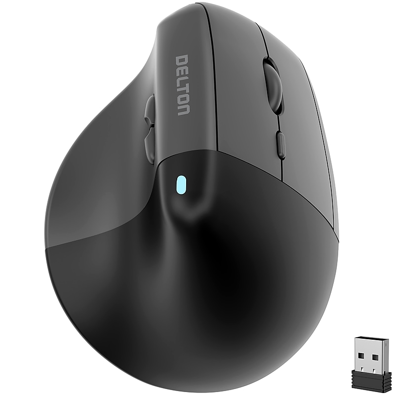 Delton S38 Wireless Ergonomic Optical Mouse, Black (DMS38-WB) image 1
