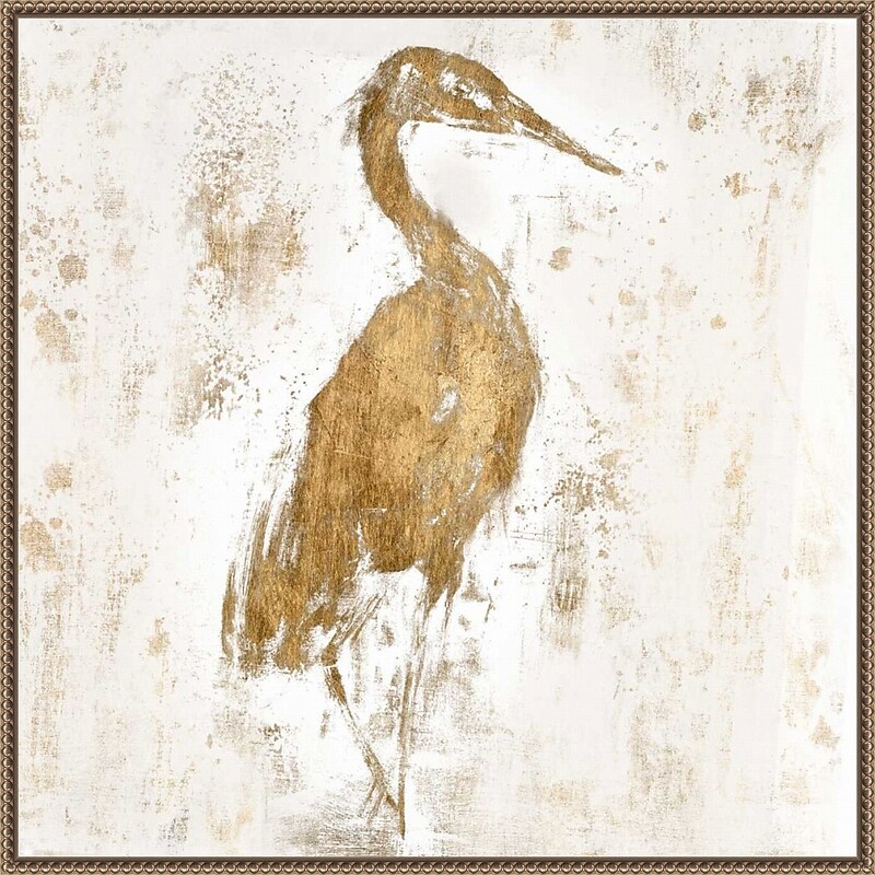 Amanti Art Gilded Heron I by Jennifer Goldberger Framed Canvas Wall Art Print, 30" x 30" (A42678302618) image 1