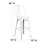 Flash Furniture Carly Indoor-Outdoor Bar Height Stool with Back, White with Gray Seat (ET353430WHPL1G)~#|#~B542B860-B1D9-499A-A7068F8E79303635_sc7