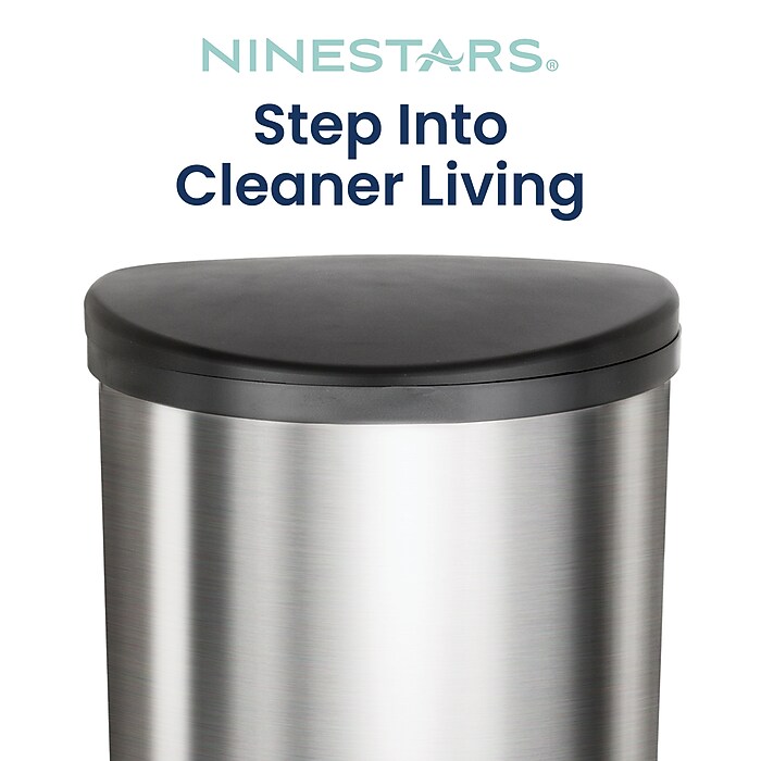 Nine Stars Stainless Steel Toe Tap Sensor Trash Can, 13.2 Gallon