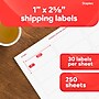 Staples Laser/Inkjet Address Labels, 1" x 2 5/8", White, 30 Labels/Sheet, 250 Sheets/Pack, 7500 Labels/Box (ST18063-CC)~#|#~B54C1DBD-5E3B-4159-9A49470F39579B9A_sc7