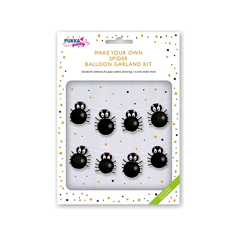 Pukka Party Spider Halloween Balloon Garland Kit, Black (PTY107) image 1