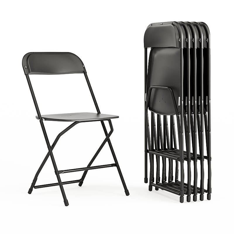 Flash Furniture HERCULES Plastic Folding Chair, Black, 6/Pack (6LEL3BLACK) image 1