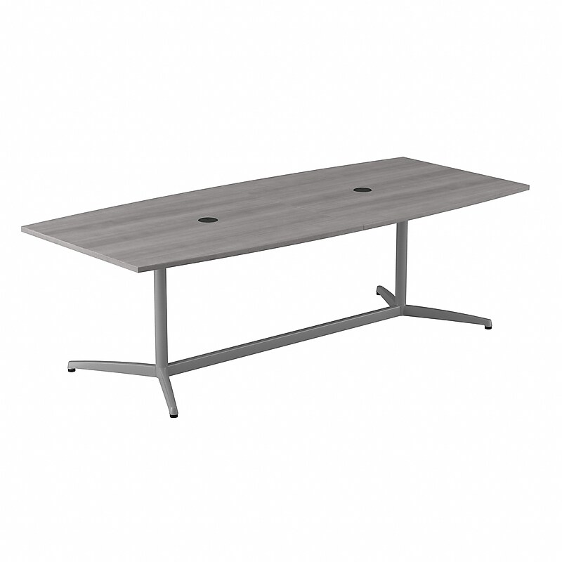 Bush Business Furniture 96W x 42D Boat Shaped Conference Table with Metal Base, Platinum Gray (99TBM96PGSVK) image 1