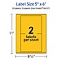 Avery Laser/Inkjet Rectangle Multipurpose Labels, 5" x 6", Bright Yellow, 20/Pack (94257)~#|#~B55B5033-6C08-40B6-9C6CBC022A322C06_sc7
