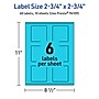 Avery Printable Square Multipurpose Labels, 2.75" x 2.75", Bright Blue, 60/Pack (94109)~#|#~B55BE228-5931-4253-B663FF530AEAB609_sc7