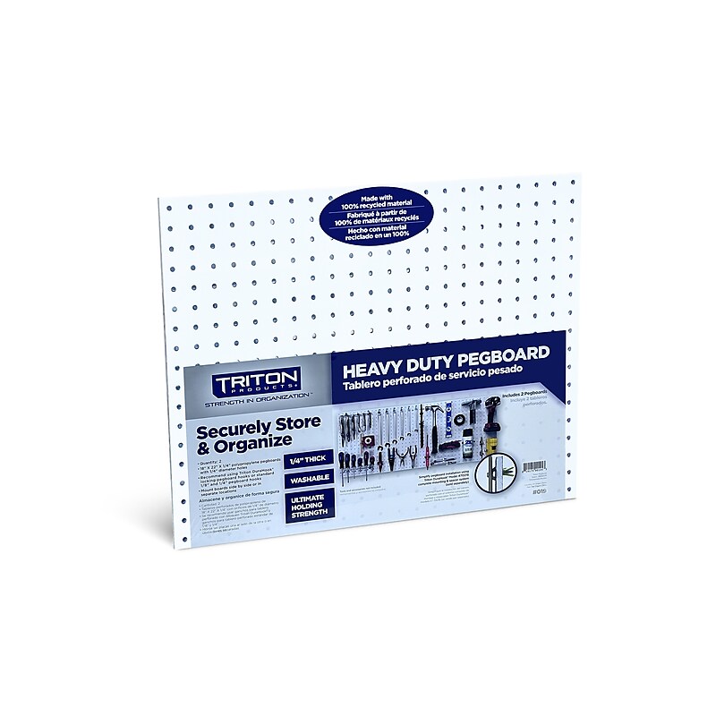 Triton Products White Polypropylene Pegboards with 1/4 In. Hole Size, Set of 2 (019) image 1