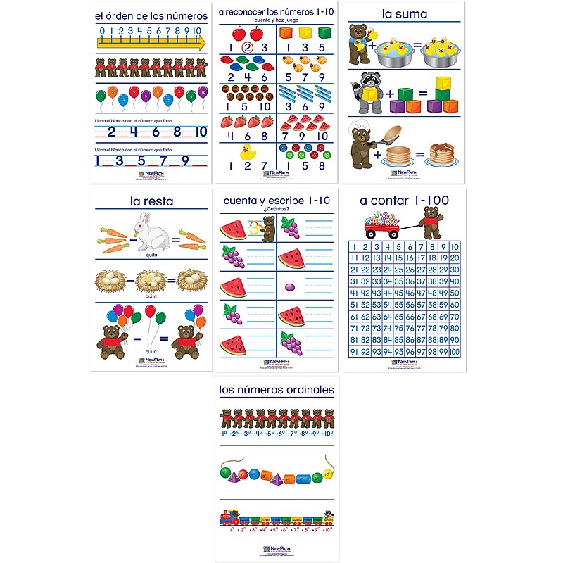 NewPath Learning Number Sense Wall Charts, Spanish Edition, 7/Set (NP-930324) image 1