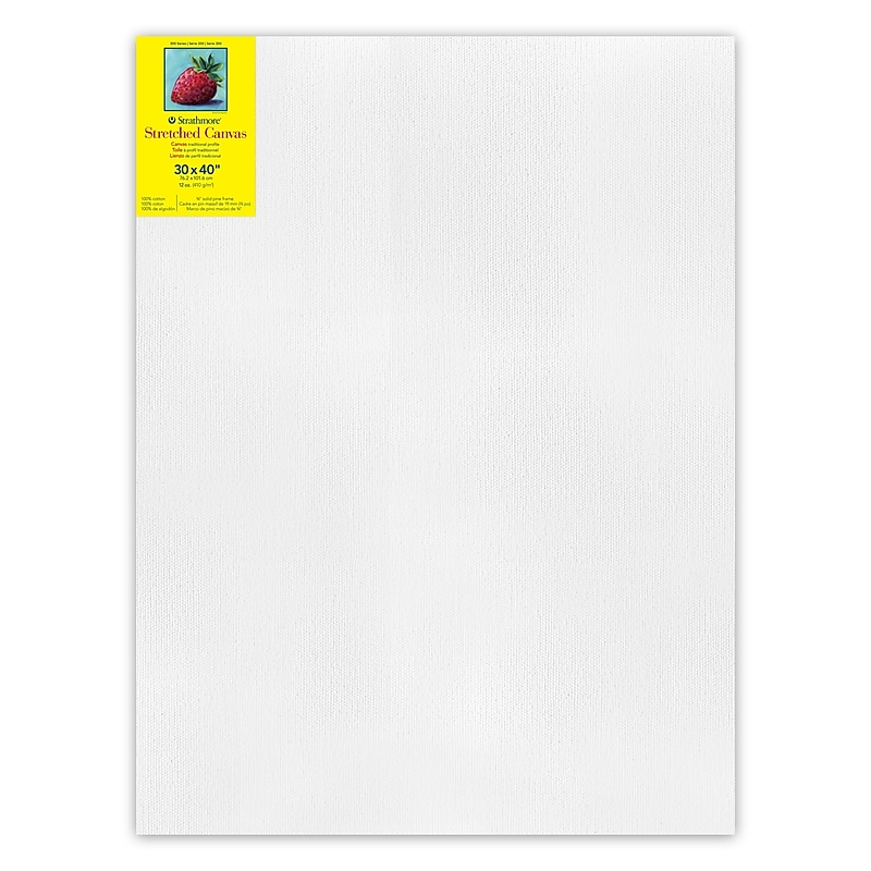 Strathmore 300 Series Primed White Stretched Canvas, 40" x 30", (STT31330) image 1