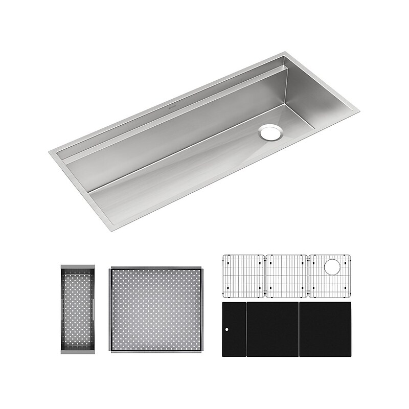 Elkay Circuit Chef Single-Bowl Undermount Sink Kit, 20.5" x 45.5" x 10", Stainless Steel, Lustrous Satin (CS45BPK) image 1