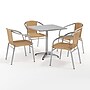 Flash Furniture Lila Indoor-Outdoor Table Set with 4 Chairs, 27.5" x 27.5", Aluminum/Beige (TLH28SQ020BGCH4)~#|#~B594BFF4-A213-4178-9CD15E4021ECB614_sc7