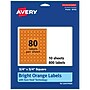 Avery Laser/Inkjet Multipurpose Square Labels, 0.75" x 0.75", Bright Orange, 800/Pack (94102)~#|#~B594EC15-5057-430E-92BF04EC7DA2507D_sc7