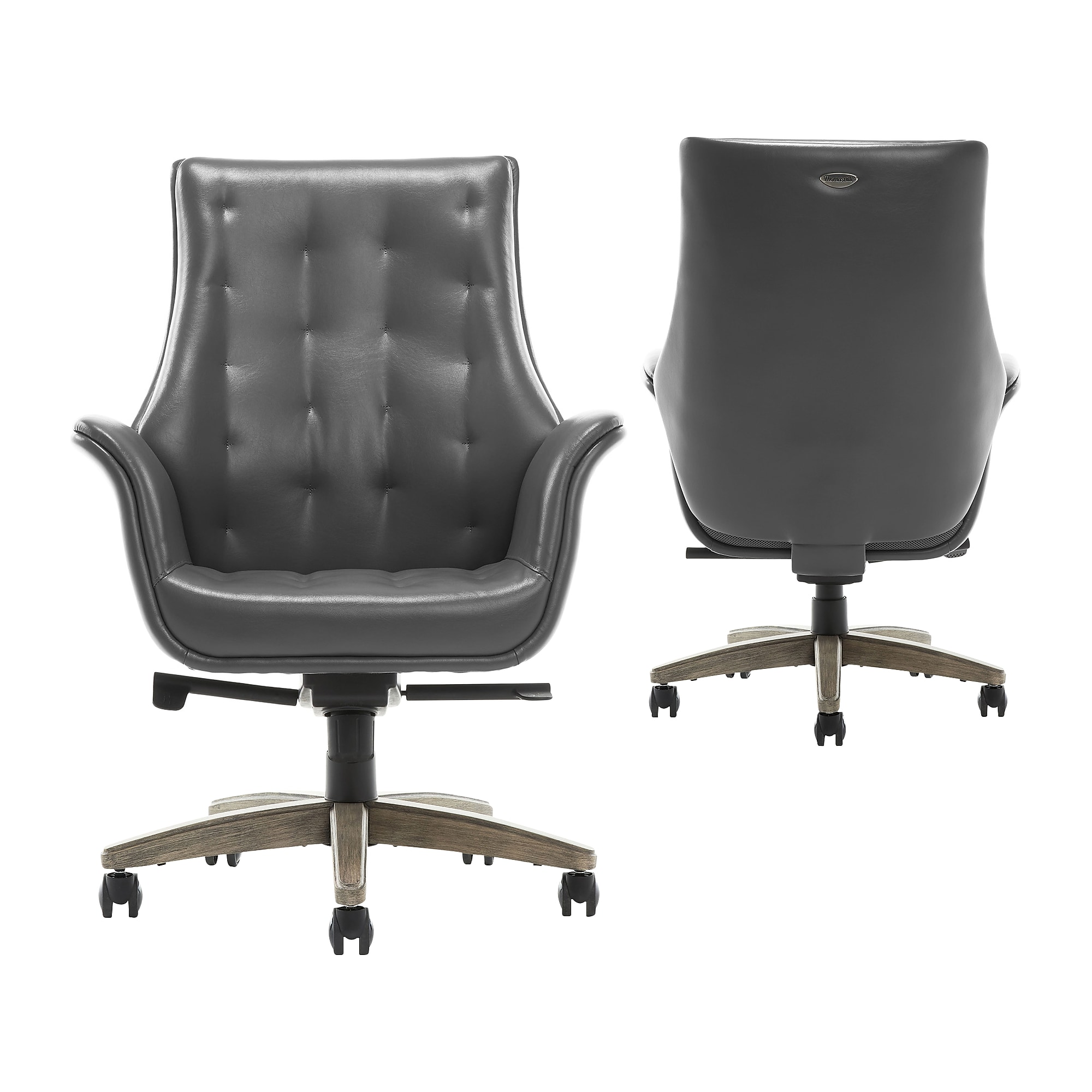 Thomasville Furniture Brooks Ergonomic Bonded Leather Swivel Executive Chair, Gray (51493-GRY) Sansujyuku sansujyuku.com