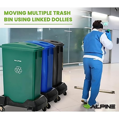 Alpine Industries Plastic Trash Can with Dolly, 23-Gallon, Gray, 3/Pack (ALP477-GRY-3PKD) Sansujyuku sansujyuku.com