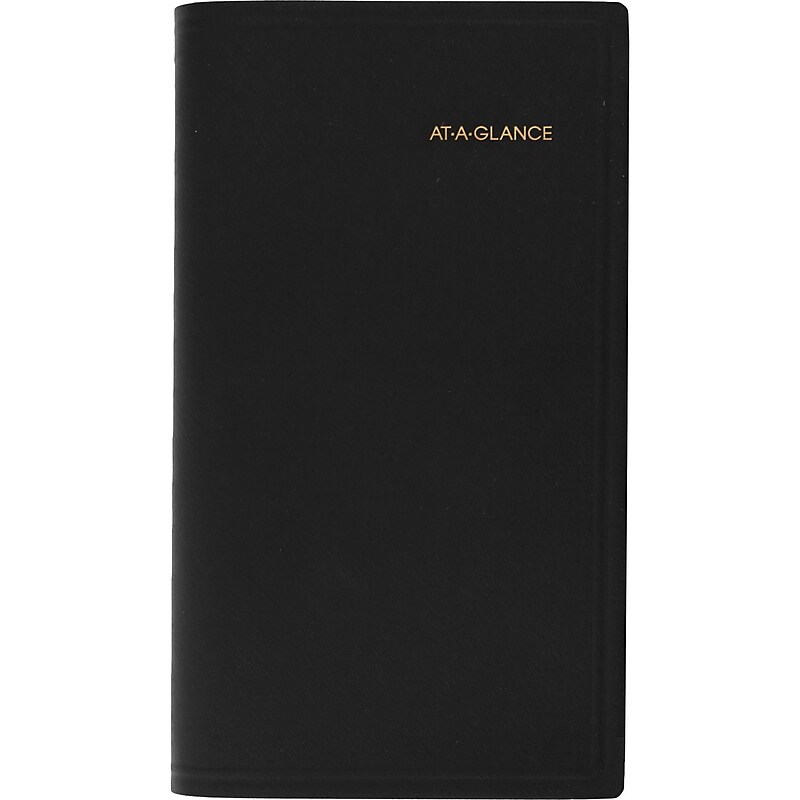 2026 AT-A-GLANCE 3.5" x 6" Monthly Planner, Faux Leather Cover, Black (70-064-05-26) image 1