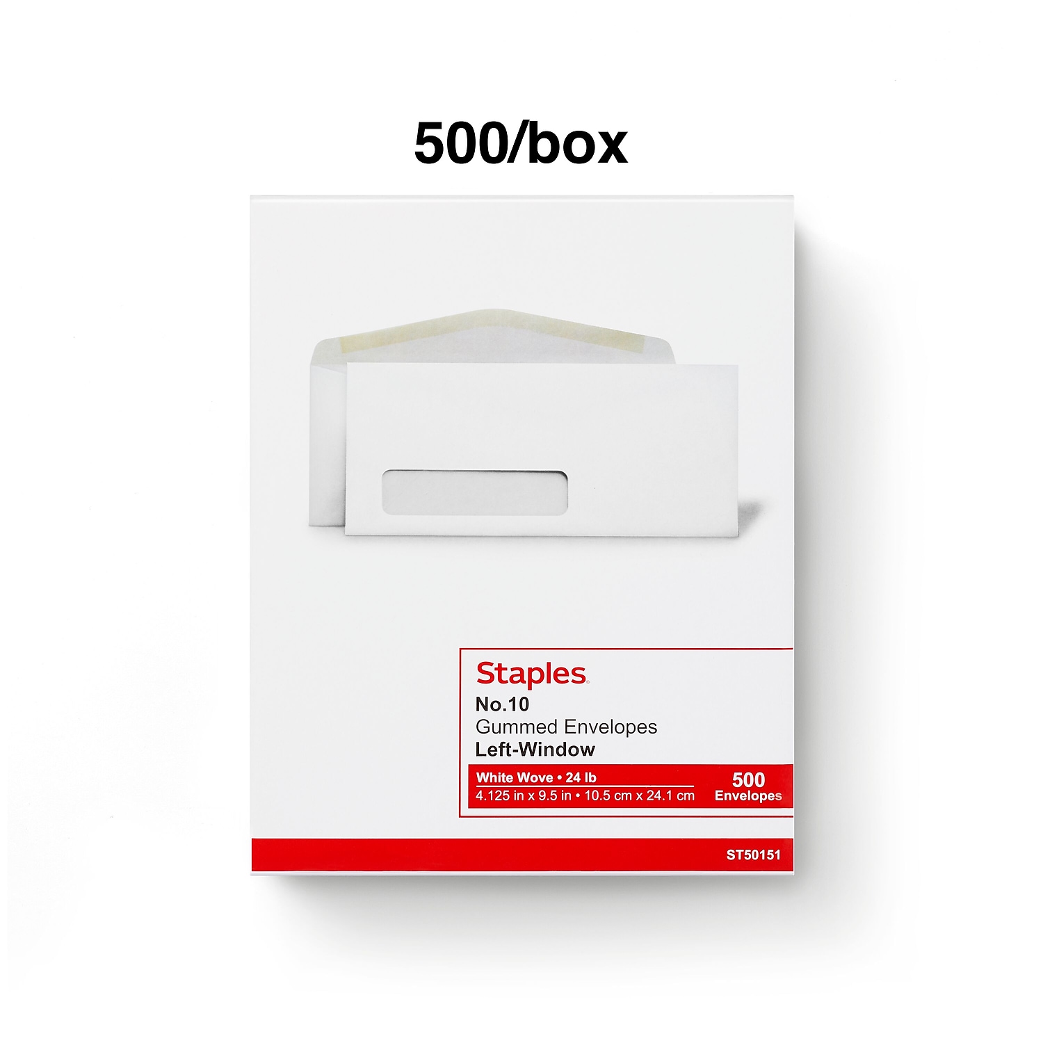 MyOfficeInnovations gummierter Geschäftsumschlag 4 1/8" x 9 1/2" weiß gewebt 500/Box - Bild 4 von 4