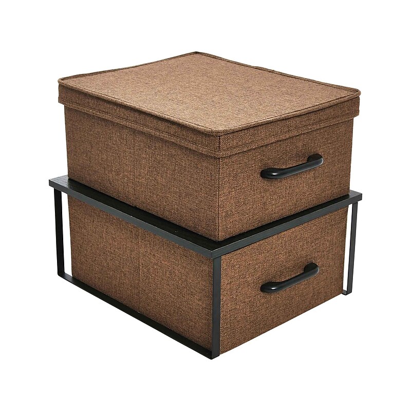 Household Essentials Storage Boxes, Stackable with Black Oak Laminate Top, 2/Set (8019-1) image 1