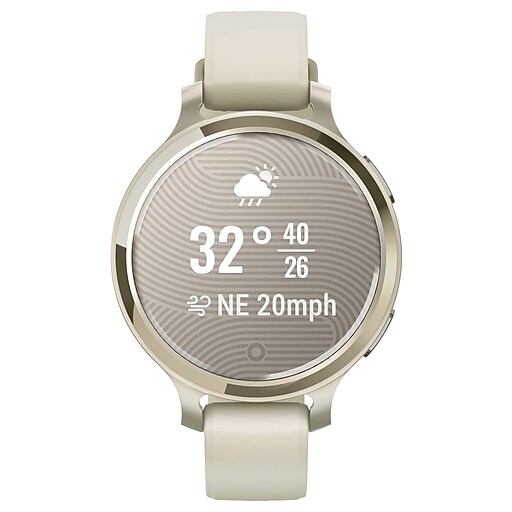 Garmin Lily 2 Active Smartwatch, GPS, 38mm, Lunar Gold Case, Bone