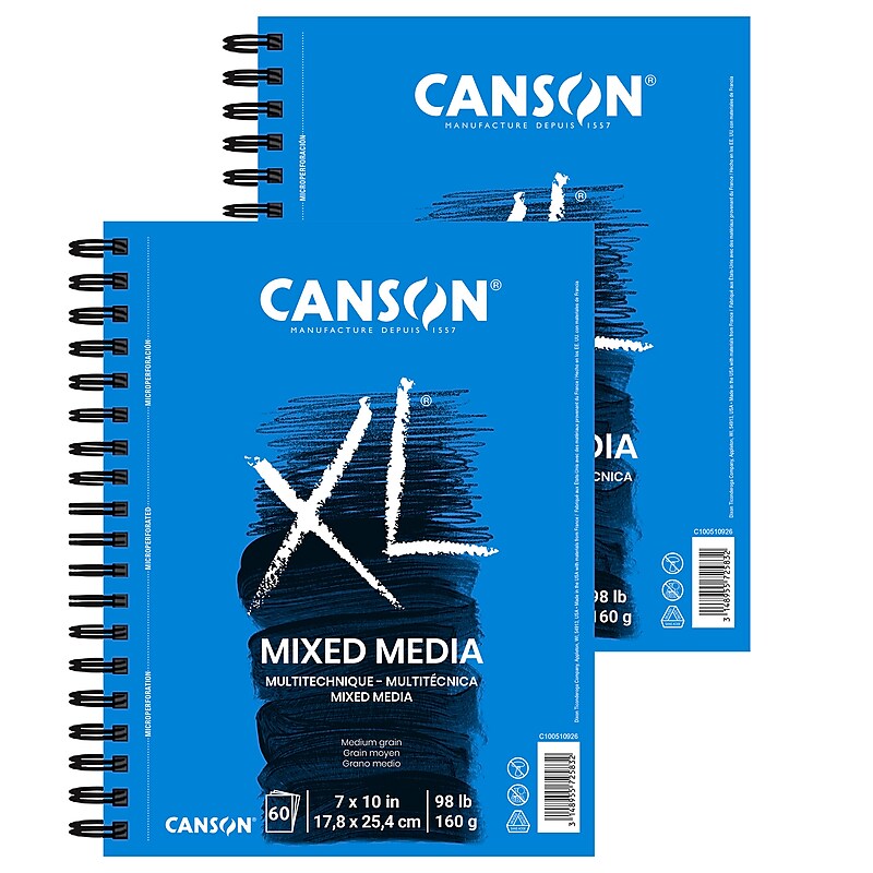 Canson XL Series 7" x 10" Wire Bound Mixed Media Sketch Pad, 60 Sheets/Pad, 2/Bundle (MCXC10051092606-2) image 1