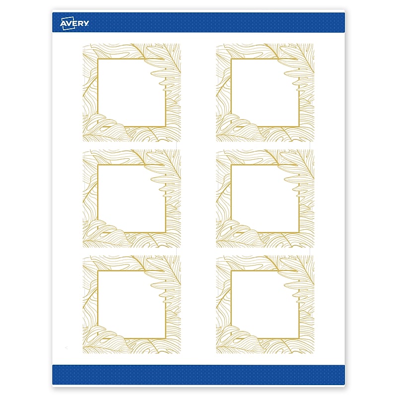 Avery Laser/Inkjet Square Multipurpose Labels, 3" x 3", White, 60/Pack (S00EW7) image 1