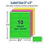 Avery Sure Feed Laser Shipping Labels, 2"x 4", Assorted Neon, 500 Labels/Box (5956)~#|#~B5AEE4A3-3FB7-45FA-A8043922861727DA_sc7