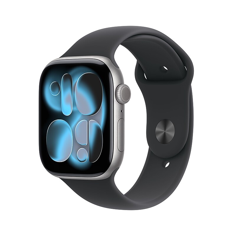 Apple Watch Series 11 GPS + Cellular Smartwatch, 46mm, Space Gray Aluminum Case with Black Sport Band, Small/Medium (MFC94LW/A) image 1