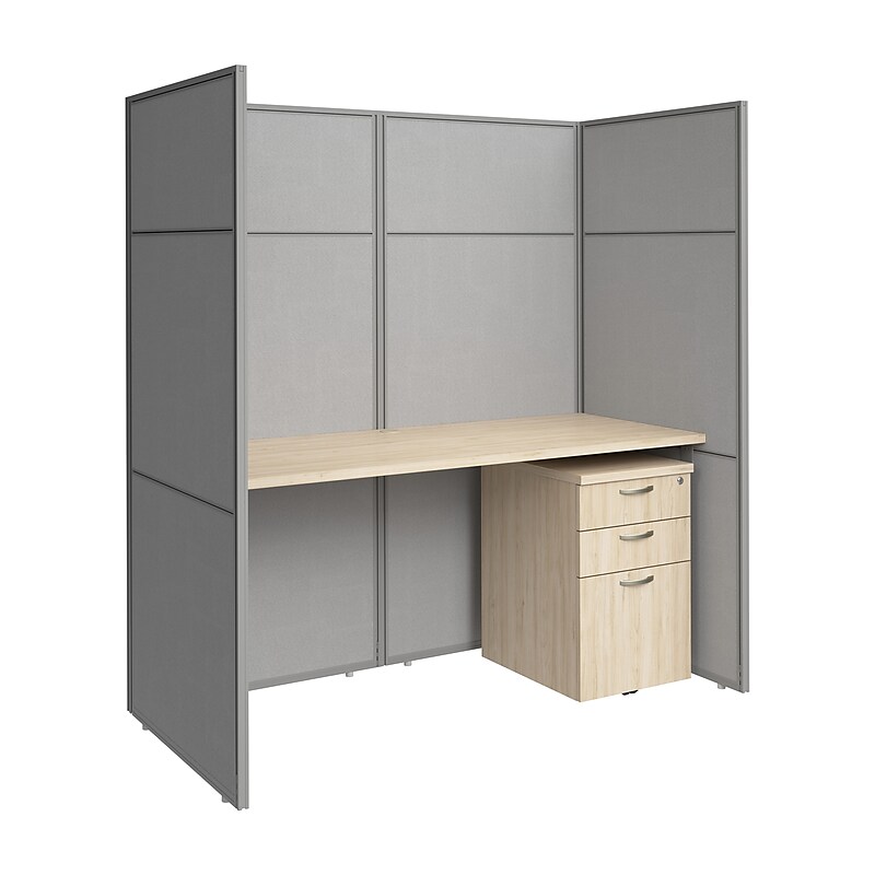 Bush Business Furniture Easy Office Cubicle Desk with Drawers, Natural Elm (EODH26SNE-03K) image 1
