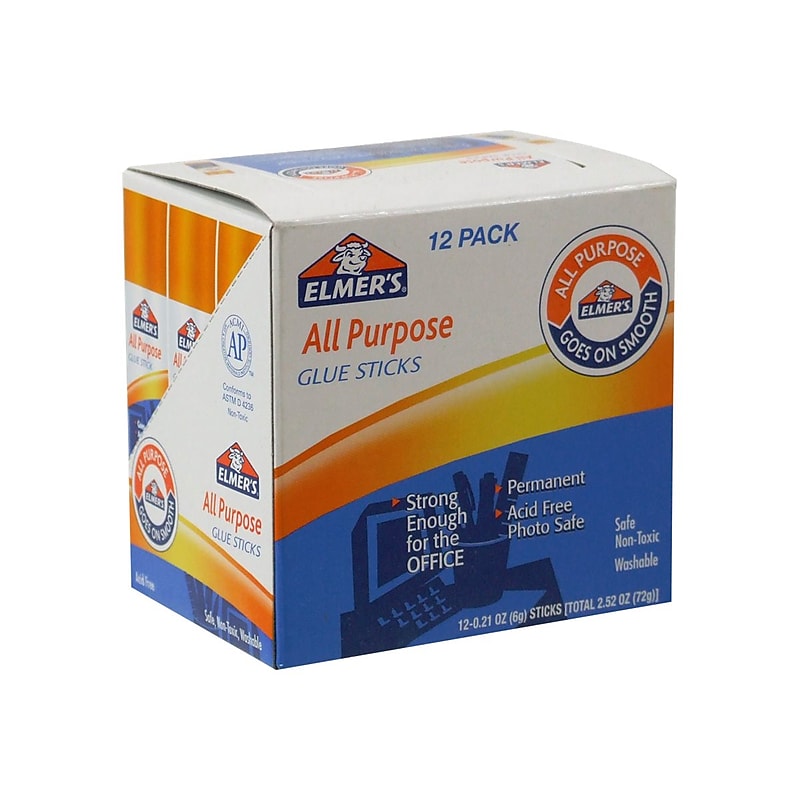 Elmer's All Purpose Washable Glue Sticks, 0.21 oz., 12/Pack, 8 Packs/Carton (E510CT) image 1