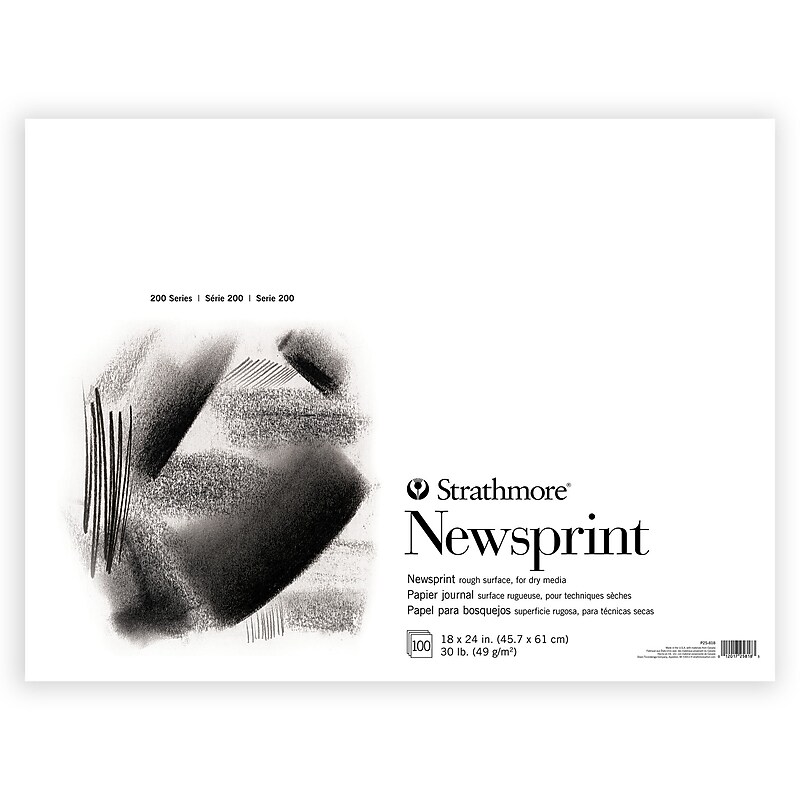 Strathmore 200 Series 18" x 24" Tape Bound Newsprint Paper Pad, 100 Sheets/Pad (STTP258181) image 1