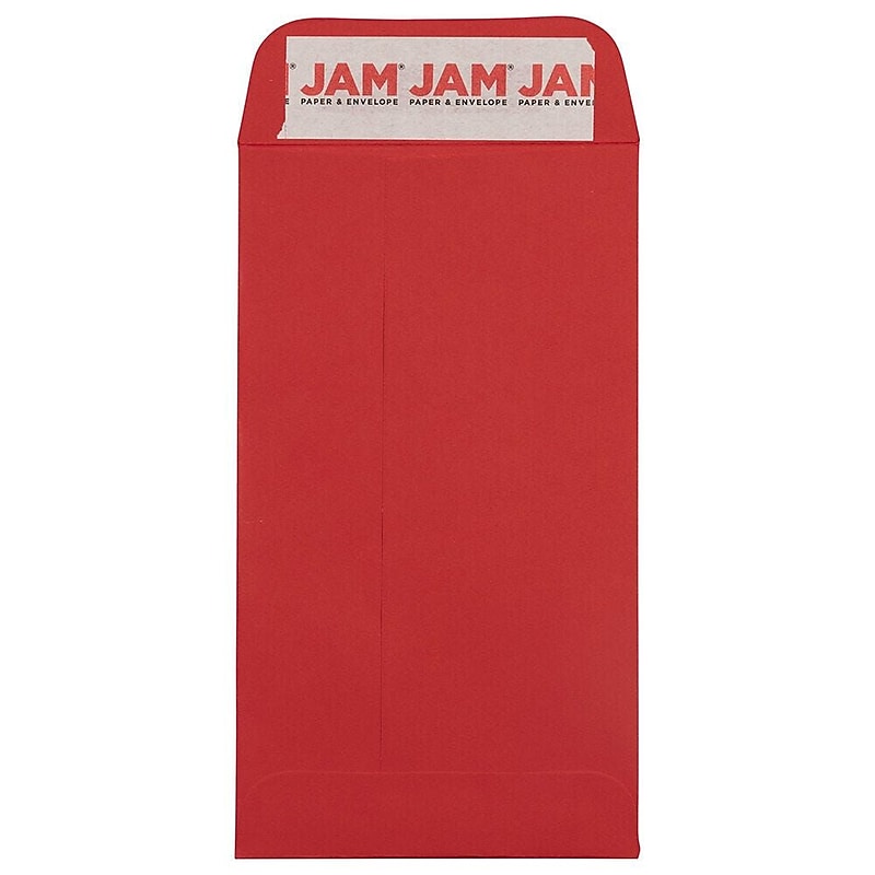 JAM Paper Self Seal #5 1/2 Coin Business Envelopes, 3 1/8" x 5 1/2", Red, 100/Pack (174147509D) image 1
