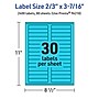 Avery Printable Rectangle Multipurpose Labels, 2/3" x 3-7/16", Bright Blue, 2400/Box (94210)~#|#~B5E9124D-FB8E-4828-B5C921388888941D_sc7