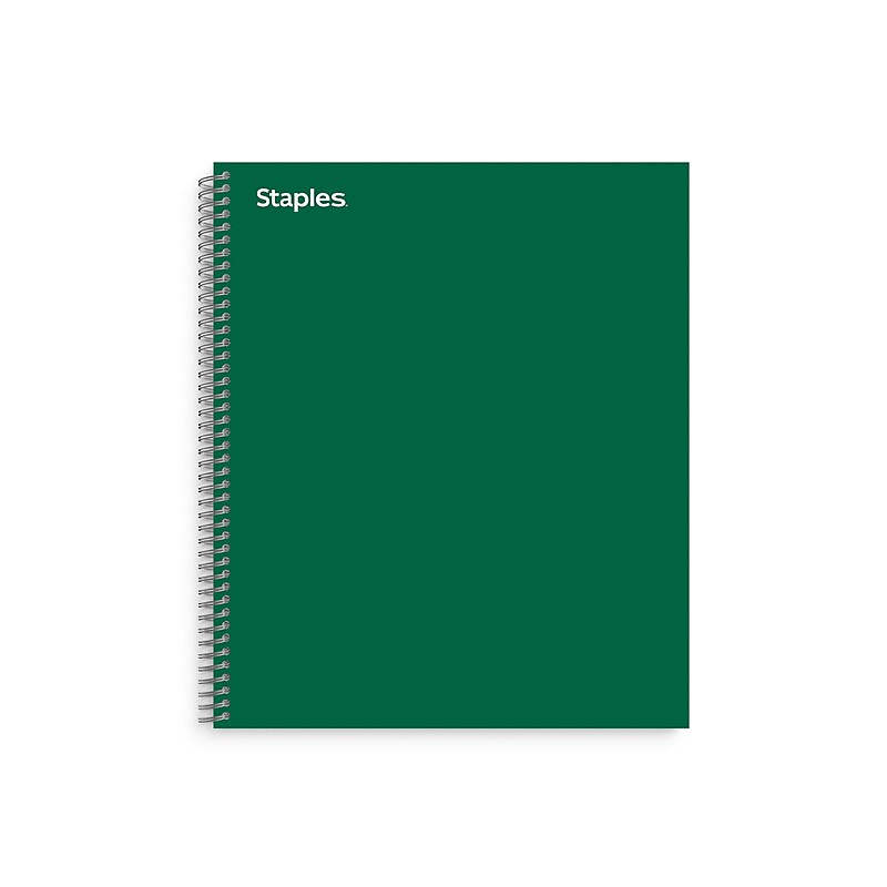 Staples® 1-Subject Subject Notebooks, 8.5" x 11", College Ruled, 100 Sheets, Green (TR58358M-CC) image 1