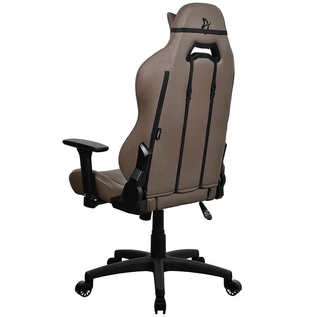 Rear view of brown Arozzi Torretta gaming chair.