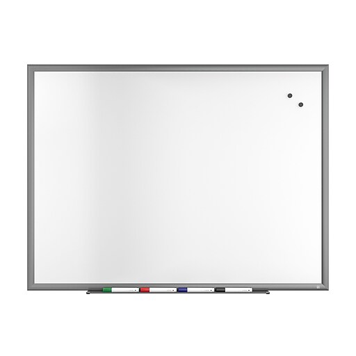 TRU RED™ Porcelain Dry Erase Board, Gunmetal Frame, 4' x 3