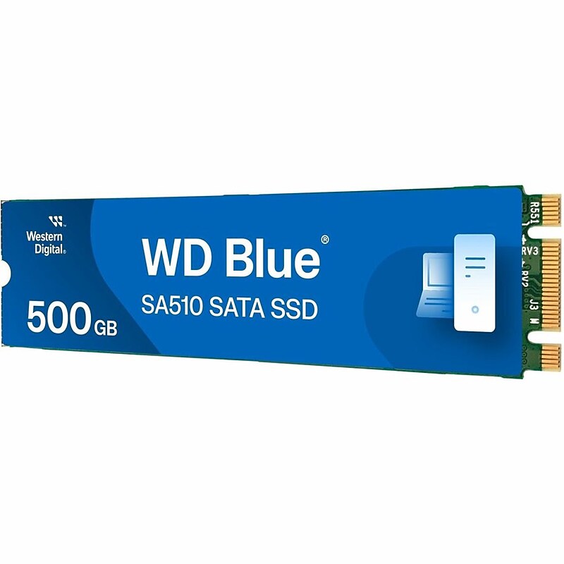 Western Digital Blue SA510 500GB M.2 SATA Solid State Drive, 3D NAND (WDS500G3B0B-00AXS0) image 1