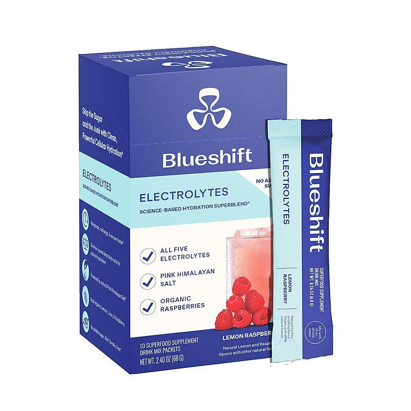 Blueshift Electrolyte Lemon Raspberry Powder Drink Mix, 10/Packets/Box, 2/Box (600-04165) image 1