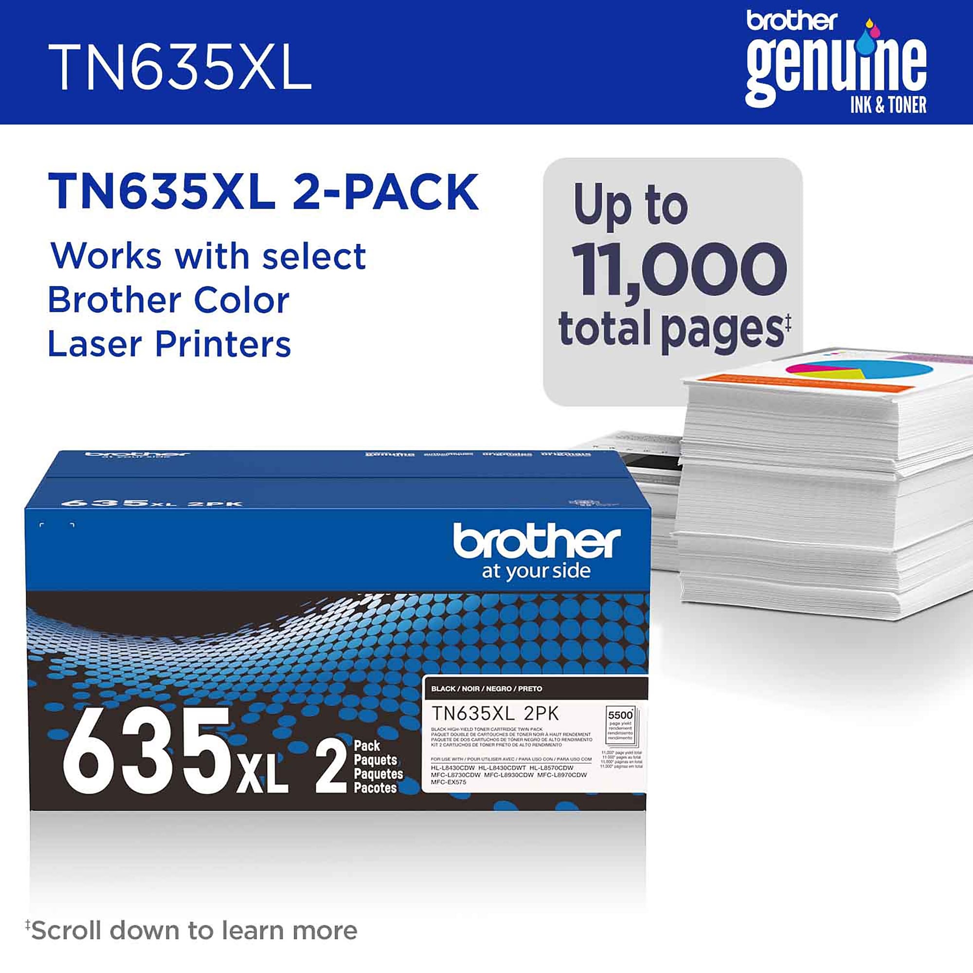 Brother TN635XL Black High Yield Toner Cartridges, 2/Pack (TN635XL2PK) Sansujyuku sansujyuku.com