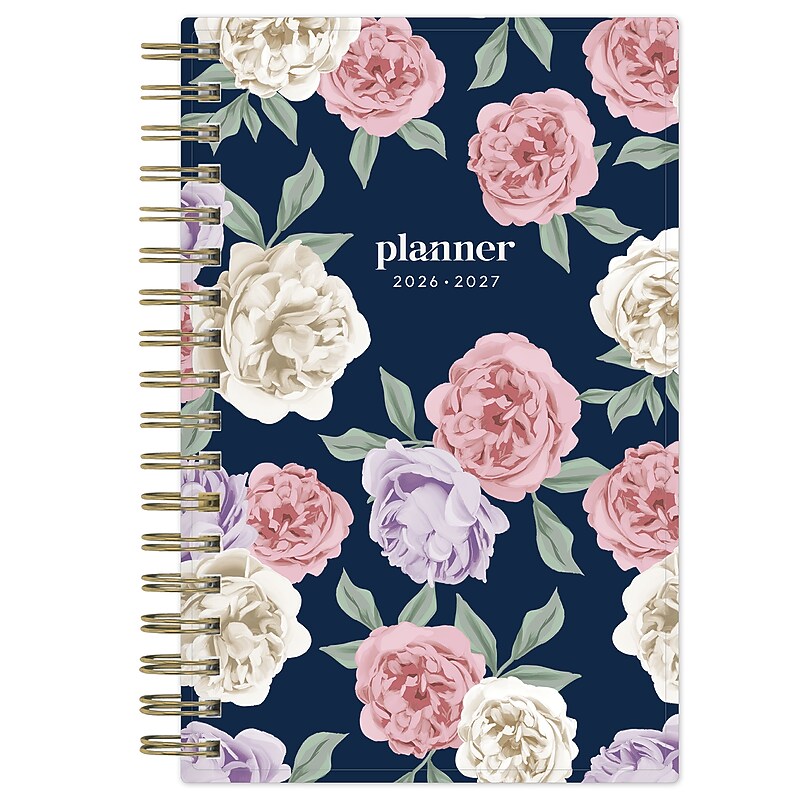 2026-2027 Blue Sky 3" x 6" Academic Year Weekly & Monthly Planner, Plastic Cover, Beasley Navy (161721) image 1