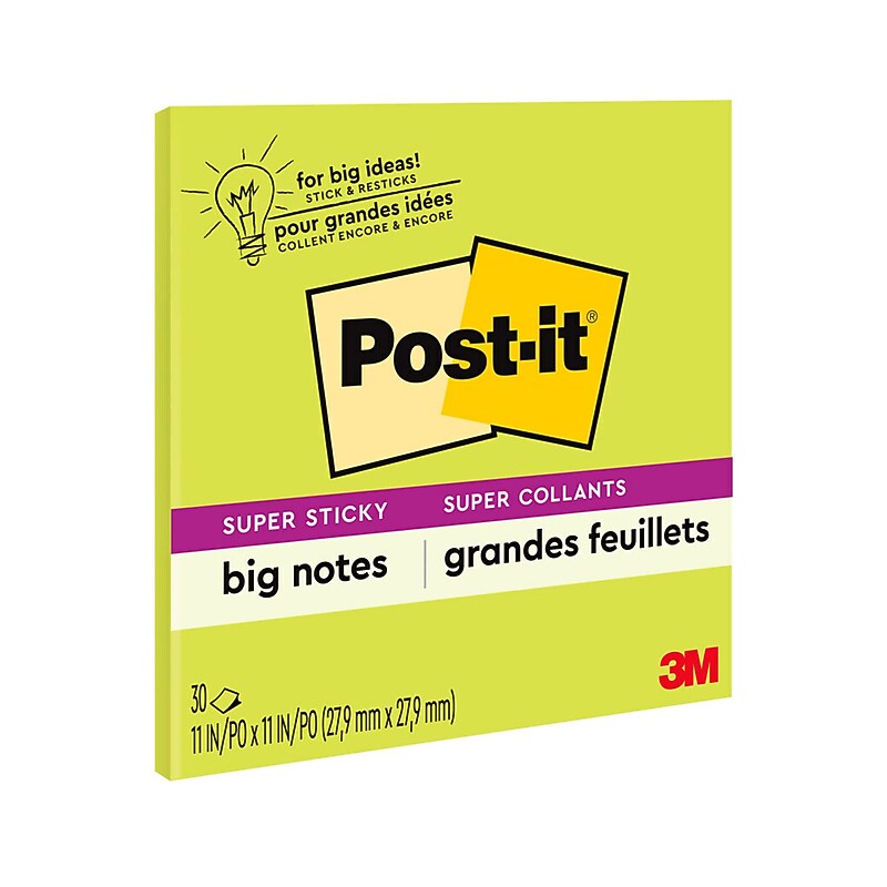 Post-it Big Notes Sticky Notes, 11" x 11", Green, 30 Sheets/Pad (BN11G) image 1