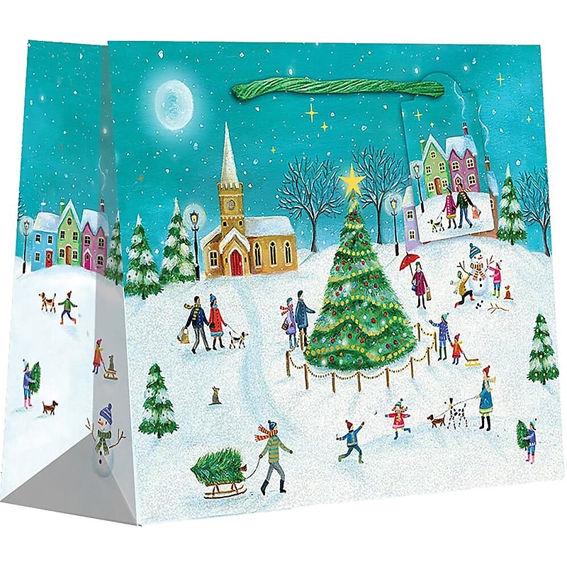 JAM Paper Christmas Village Large Gift Bags, 120/pack (526BXLT6071) image 1
