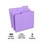 Staples Reinforced File Folders, 1/3-Cut Tab, Letter Size, Purple, 100/Box (ST508945-CC)~#|#~B637A206-2490-4750-86B1D7145876F41D_sc7