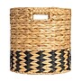 Household Essentials Natural Water Hyacinth and Paper Basket, Natural/Black (HE1232)~#|#~B63B72A4-1633-4896-B4E6A31AF2EF76B4_sc7