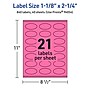 Avery Oval Laser/Inkjet Multipurpose Labels, 1-1/8" x 2-1/4", Bright Pink (840/Box)~#|#~B6405278-93F8-4995-BB4ABBC5FA9EE2E5_sc7