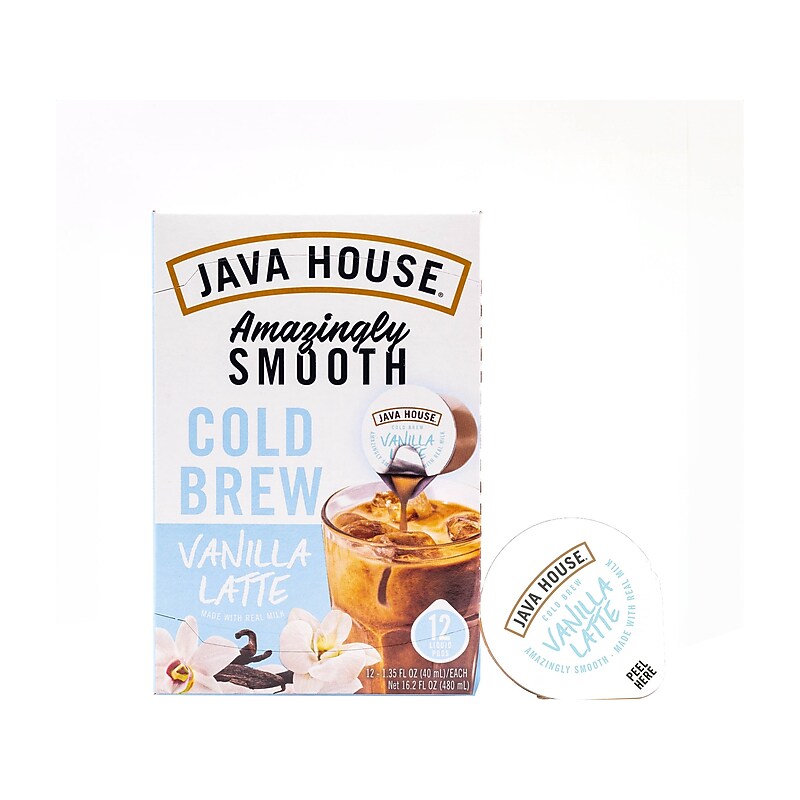 Java House French Vanilla Latte Cold Brew Coffee Pods, Medium Roast, 12/Carton (FC900L20) image 1
