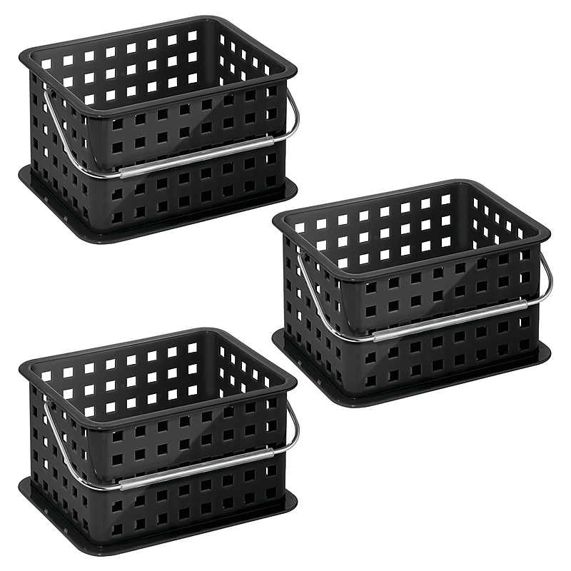 iDESIGN Small Stackable Plastic Storage Bin, Black, 3/Pack (29403M3) image 1