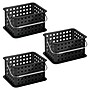 iDESIGN Small Stackable Plastic Storage Bin, Black, 3/Pack (29403M3)~#|#~B644B2EE-95EC-49D0-B4D0D00AF61C2BFD_sc7