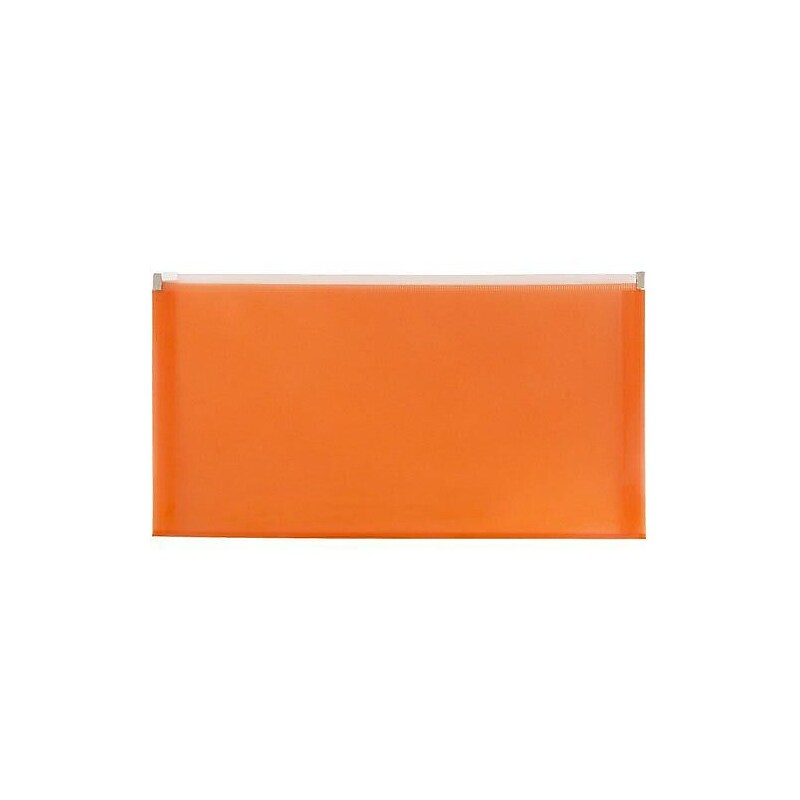 JAM Paper Premium Plastic Expanding Wallet with Zipper Closure, 5" x 10", Orange, 3/Pack (921Z1ORX3) image 1