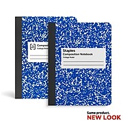 Staples Composition Notebook, 7.5" x 9.75", College Ruled, 100 Sheets, Blue/White (TR55067)